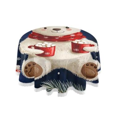 Imagem de Qilmy Toalha de mesa redonda de palmeira de treliça verde, 152 cm, resistente à água, à prova de derramamento, capa de mesa grande para jantar de reunião de família em ambientes internos e externos