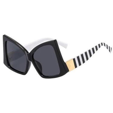 Imagem de Óculos de Sol Femininos com Armação Grande, Lentes Degradê Estilo Olho de Gato e Proteção UV400 para Esportes ao Ar Livre, Corrida e Ciclismo, Estampa de Zebra Cinza