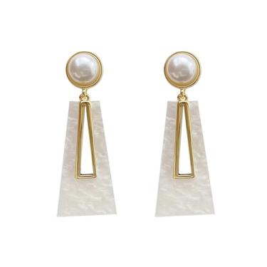 Imagem de Brincos vintage medievais femininos com pingente de gota, brincos geométricos grandes, hipoalergênicos, elegantes, minimalistas, Medium, Acrílico Metal, Sem pedra preciosa