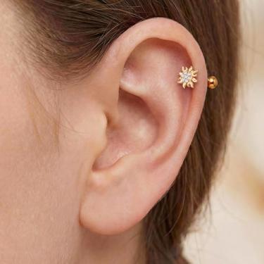 Imagem de Brincos femininos de cartilagem 16G hipoalergênicos de aço cirúrgico para orelhas sensíveis Helix Tragus Conch, 16g,6mm, Metal, Sem pedra preciosa