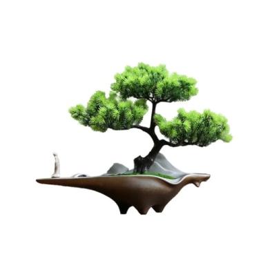 Imagem de Bonsai artificial simulação de árvore de pinheiro bem-vindo ornamentos Wigwam para entrada, sala de estar, escritório, decoração de hotel, árvore de bonsai artificial
