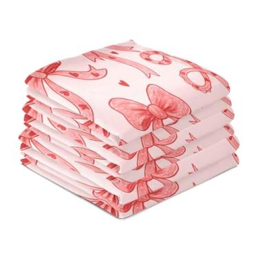 Imagem de Wassud Bow and Ribbons Toalhas de prato de cozinha pacote com 6 panos de prato macios com laço para pendurar toalha de mão super absorvente de secagem rápida toalhas de chá de mesa decorativas 71 x 45