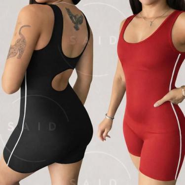 Imagem de Macaquinho Macacão Fitness Para Academia Alta Sustentação Modela o cor