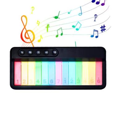Imagem de Vroomoto Caixa de Música Leve Colorida, Teclado de Piano Musical Eletrônico Ajustável Com Luz, Vários Instrumentos e Modos de Luz, Portátil e de para Iniciantes (Preto)