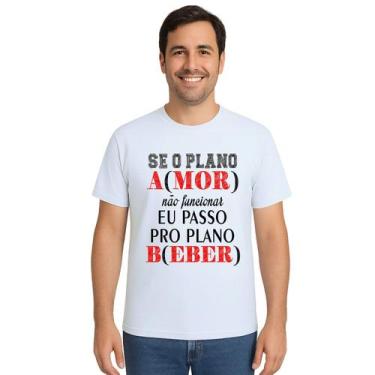 Imagem de Camiseta Plano Amor e Beber Carnaval Personalizada, Branco, Adulto P
