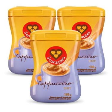 Imagem de Cappuccino Diet Solúvel 3 Corações Kit 3 unidades 150g - 11898