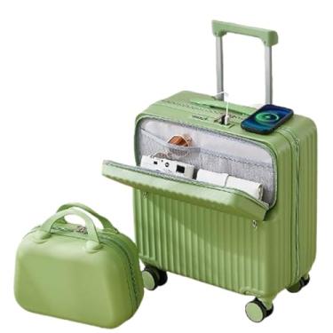 Imagem de Mala de roda universal leve, porta de carregamento, suporte de copo multifuncional para viagens de negócios e viagens, Matcha verde, 20 inches