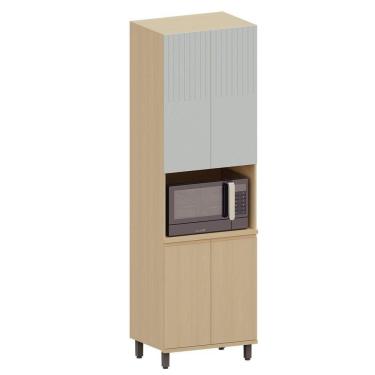 Imagem de Paneleiro 4 Portas Com Nicho Para Micro-ondas Aurora Pet Cinza Cristal/carvalho