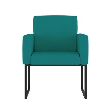 Imagem de Poltrona Moderna Com Base De Ferro Balaqui Decor Azul Turquesa