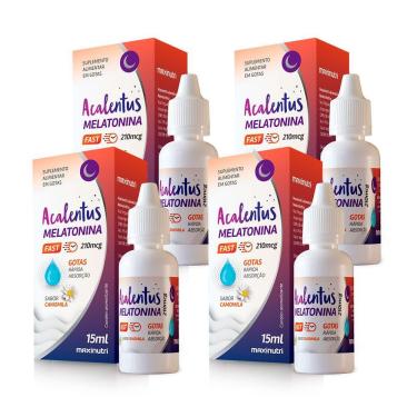 Imagem de Kit 04 Acalentus Melatonina + Camomila Maxinutri Gotas 15ml