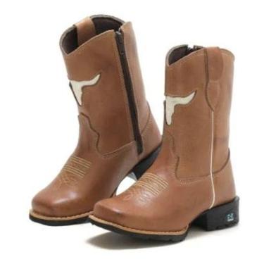 Imagem de Bota Botina Texana Country Feminina e Masculina Infantil Em Couro-Unissex