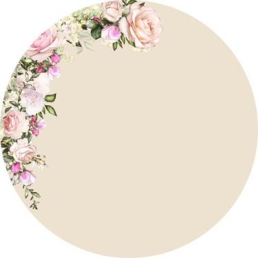Imagem de Painel de Lona Redondo Flores Mistas Champagne - Fabrika De Festa, 140