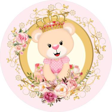 Imagem de Painel de Lona Redondo Ursinha Princesa Molduras - Fabrika De Festa, 1