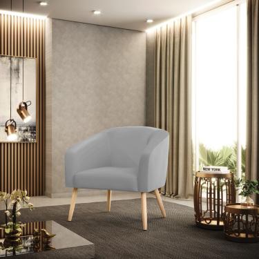 Imagem de Poltrona Sala Decorativa Stella Pé Palito Natural Sintético Cinza D03 - D'Rossi