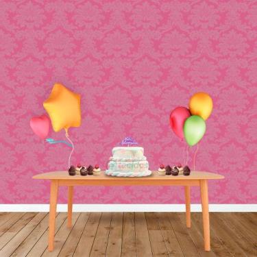 Imagem de Painel Retangular em Jacquard Rosa Pink Chiclete Medalhão - Jacquard T