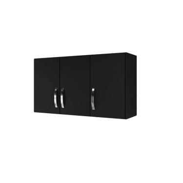 Imagem de Armário Aéreo 3 Portas Life Arte Móveis Cor:Preto Fosco