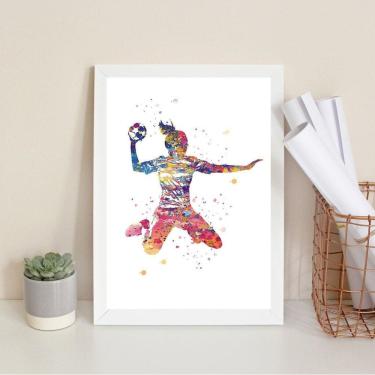 Imagem de Quadro Decorativo Handball - Arte 45X34Cm - Com Vidro