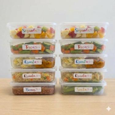 Imagem de Kit Potes Marmita Semanal Semaninha Refeições Empilhável Geladeira Fre