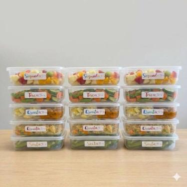 Imagem de Kit Potes Marmita Semanal Semaninha Refeições Empilhável Geladeira Fre