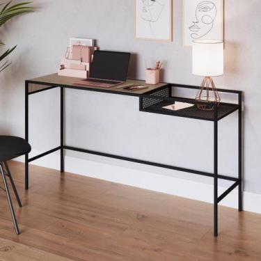 Imagem de Aparador Retrô Madeira/Aço York com Vidro 140cm Industrial Hanover/Pre