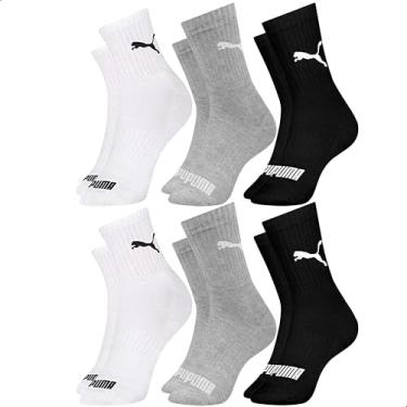 Imagem de PUMA Kit 6 Pares Meia Cano Médio Esportiva Algodão Sola Atoalhada Costura Fina Feminina...