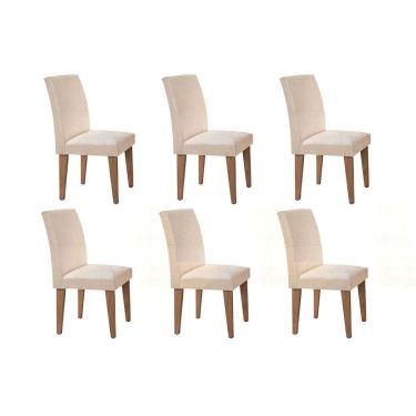 Imagem de Kit 6 Cadeiras Sala Jantar Grécia 6 Un Capuccino/Linho Bege Turim - Rufato