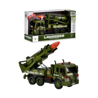 Imagem de Caminhão Militar com Lançador de Foguete com  Fricção Som e Luz - Brink Center