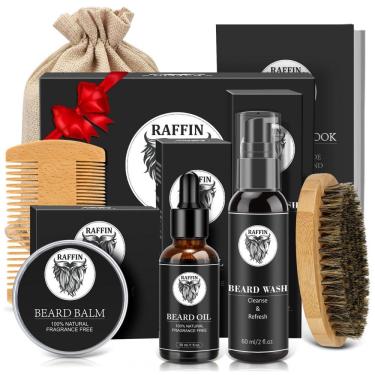 Imagem de Kit para Barba Profissional Portátil com Cera e Pente, 5 Itens, RAFFIN, Preto