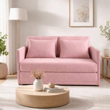 Imagem de Sofá-cama Casal Veludo Charlie Rosa
