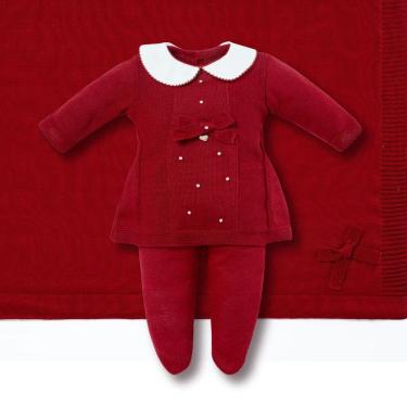 Imagem de Saída de Maternidade Bebê Menina Vermelho Laço Pérolas- Hug