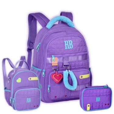 Imagem de Kit Mochila Rebecca Bonbon Costas Pelúcia Lancheira e Estojo Cor:Lilás