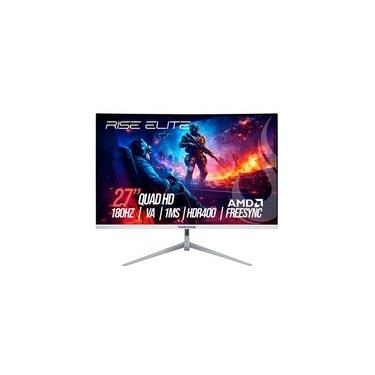 Imagem de Monitor Gamer Curvo Rise Mode Elite 27", QHD, 180Hz, 1ms, VA, FreeSync, HDR 400, HDMI e DisplayPort, Preto - RM-MOG-27C1802K-W