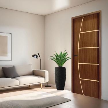 Imagem de Folha de Porta Frisada S/f 2100x800x35 - Cod 2 Gitale Portas Marrom