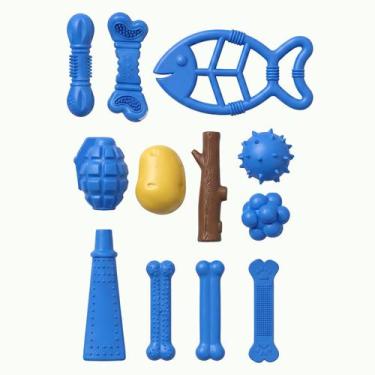 Imagem de Brinquedo Para Cachorro 12 Peças Bolas Ossos Gravetos De Mastigar Para