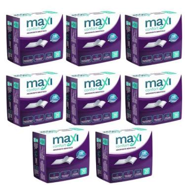 Imagem de Kit 8 absorventes geriátricos 20 unidades max confort - total 160 abso