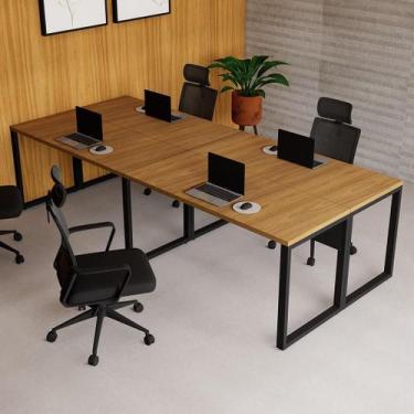 Imagem de Plataforma de Trabalho 4 Pessoas 2,80m x 1,20m Pés Metal Escritório F5