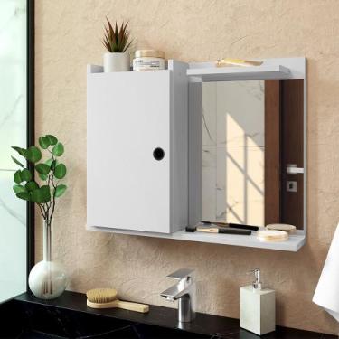 Imagem de Espelheira de Banheiro Armarinho Suspenso 1 Porta Prateleira Organizad