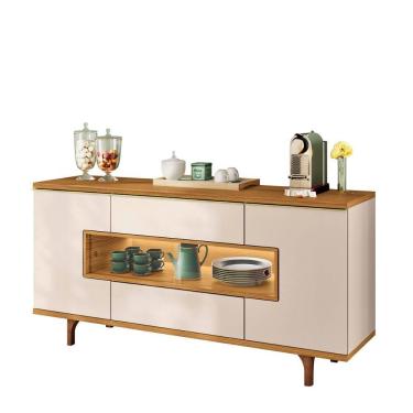 Imagem de Aparador Buffet Sala Murano 5 Portas e Pés em Madeira Maciça