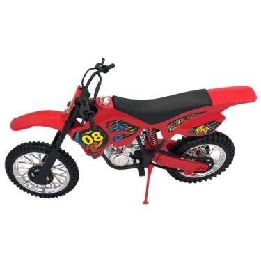 Imagem de Brinquedo Moto Motocross Pneus Borracha p/ Coleção - Bs Toys, Vermelho