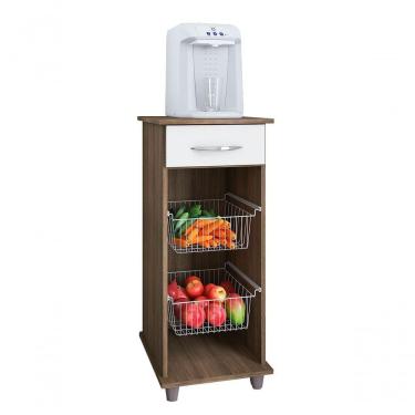 Imagem de Fruteira Regia Com 2 Cestos E 1 Gaveta Dakar Com Branco - Móveis Fiorello