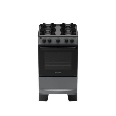 Imagem de Fogão 4 bocas Atlas Mônaco Lustro Automático Mesa de Aço Esmaltado Titanium