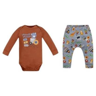 Imagem de KIT BEBÊ 3 PEÇAS BODY CALÇA SARUEL URSO BOCA GRANDE-Masculino