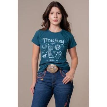 Imagem de CAMISETA FEMININA TEXAS FARM - ELEMENTS - CF373 - AZUL PETROLEO/ AZUL CLARO-Feminino