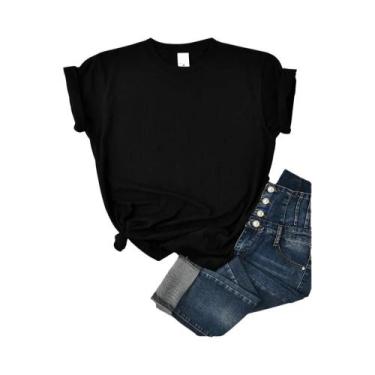 Imagem de Camiseta Solta Feminina Verão - Confortável, Cor Sólida, Estilo Hip Ho