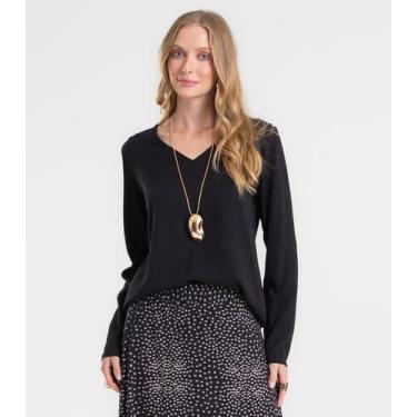 Imagem de Blusa Manga Longa Feminina Rovitex Preto, P, Preto