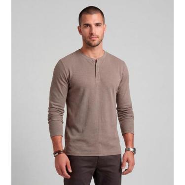 Imagem de Camiseta Masculina Manga Longa Malhão Diametro Marrom, M, Marrom