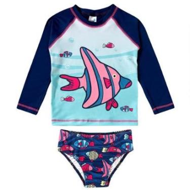 Imagem de Conjunto Praia Infantil Proteção UV Peixes Marinho Tip Top-Feminino