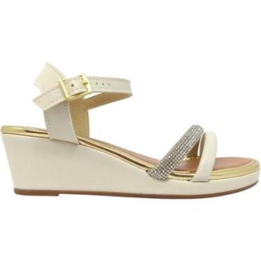 Imagem de Sandália Feminina Anabela Casual Dia a Dia Passeio Trabalho Festa Com Strass Moleca 5512.309-Feminino