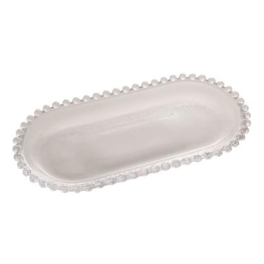 Imagem de Travessa de Cristal Oval Pearl Bolinha Transparente 24x12cm Wolff