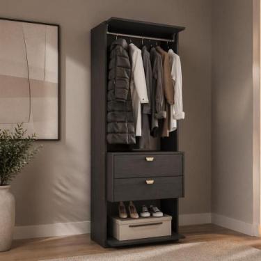 Imagem de Closet Aberto 2 Gavetas Alasca Preto Touch Carraro